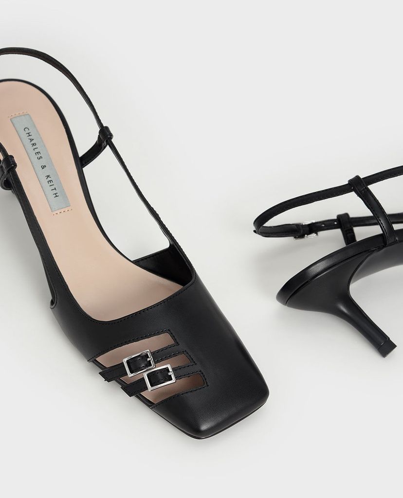 CHARLES & KEITH - Giày cao gót mũi nhọn Cut Out Buckled Slingback