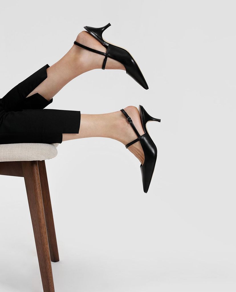 CHARLES & KEITH - Giày cao gót mũi nhọn Slingback Kitten