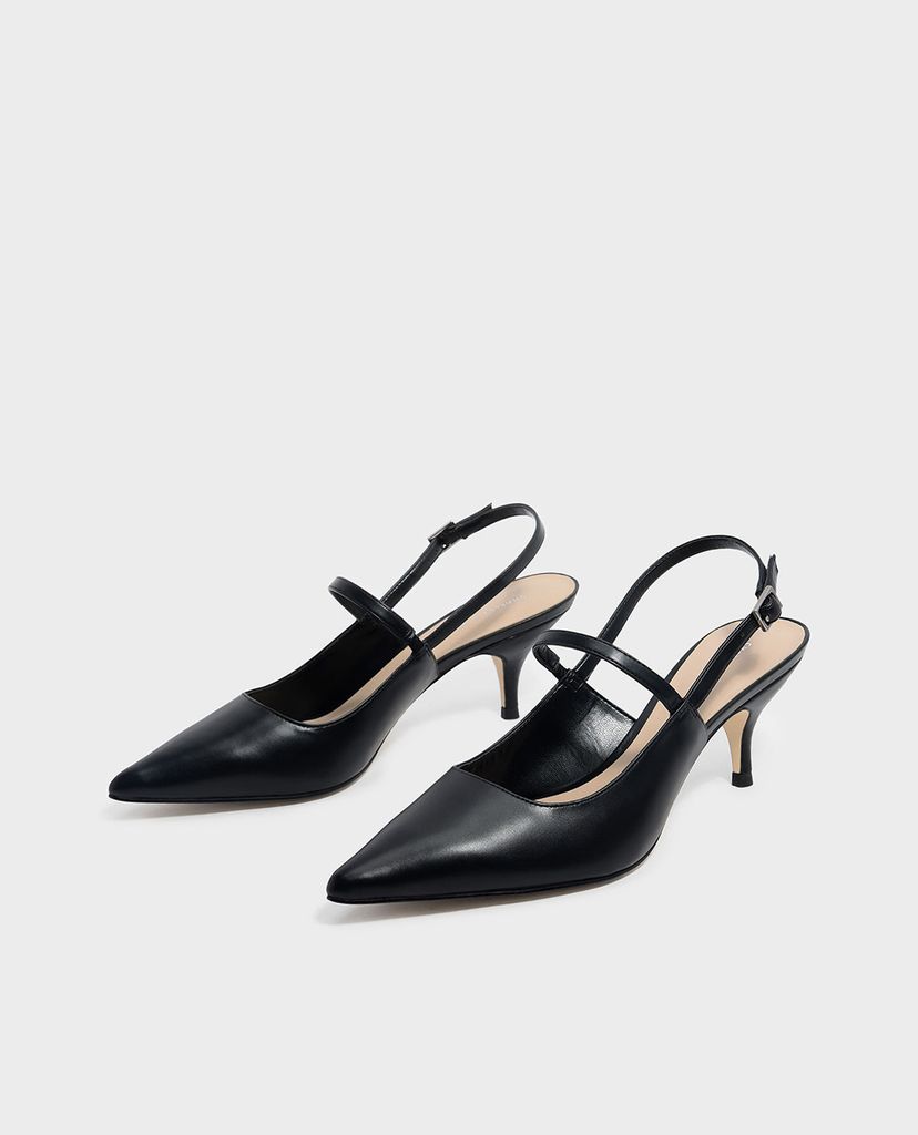 CHARLES & KEITH - Giày cao gót mũi nhọn Slingback Kitten