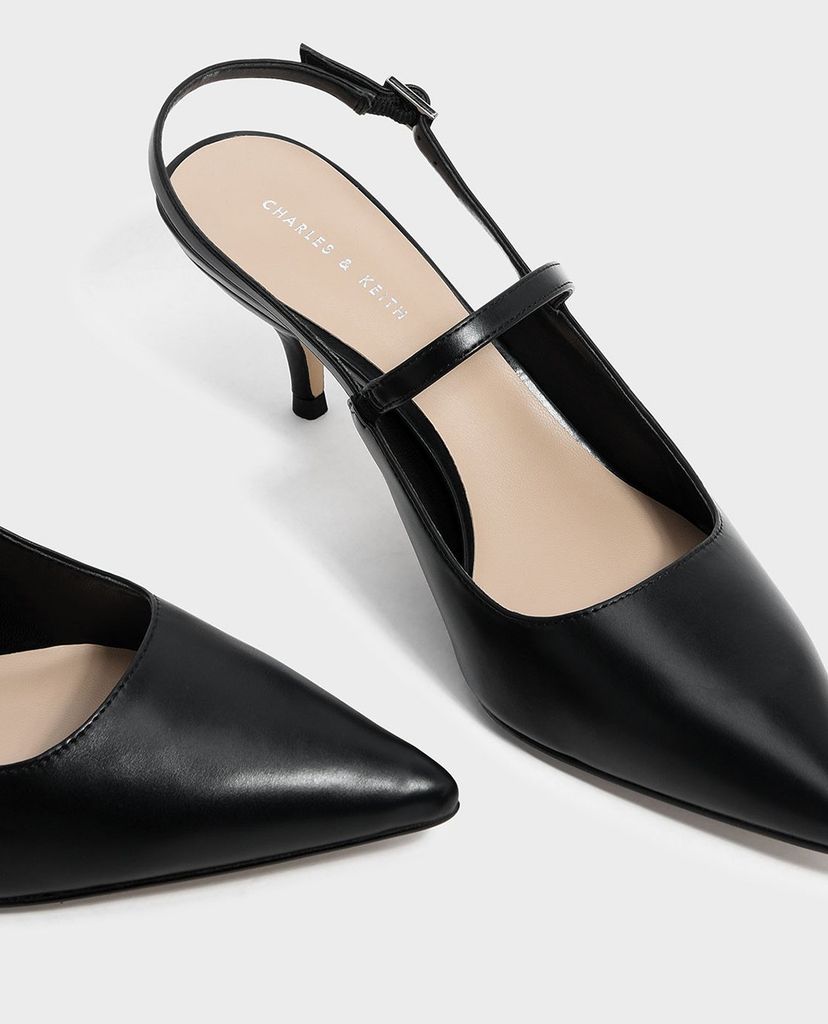 CHARLES & KEITH - Giày cao gót mũi nhọn Slingback Kitten