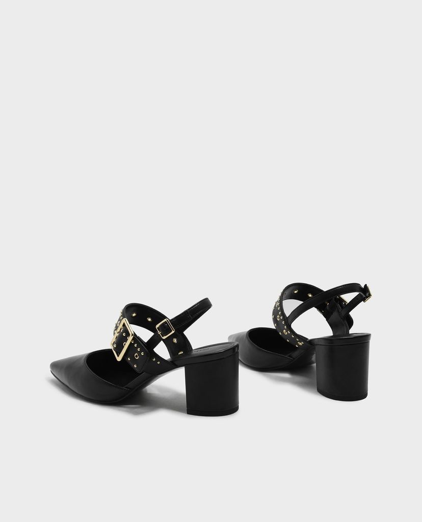 CHARLES & KEITH - Giày cao gót mũi nhọn Studded Pointed Slingbacks