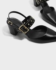 CHARLES & KEITH - Giày cao gót mũi nhọn Studded Pointed Slingbacks