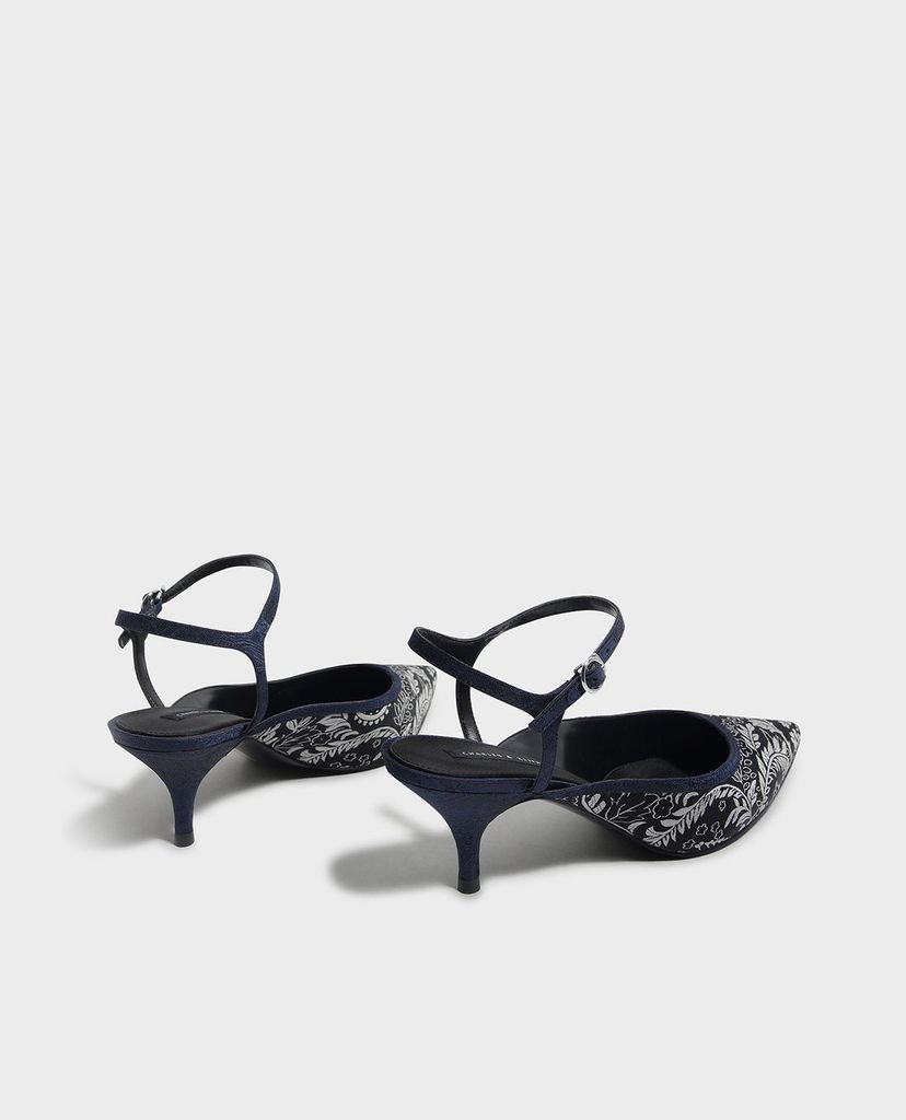 CHARLES & KEITH - Giày sandal cao gót mũi nhọn Embroidered Pointed