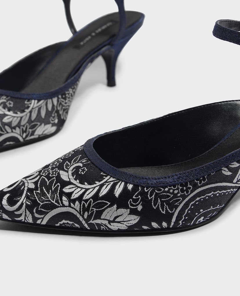 CHARLES & KEITH - Giày sandal cao gót mũi nhọn Embroidered Pointed