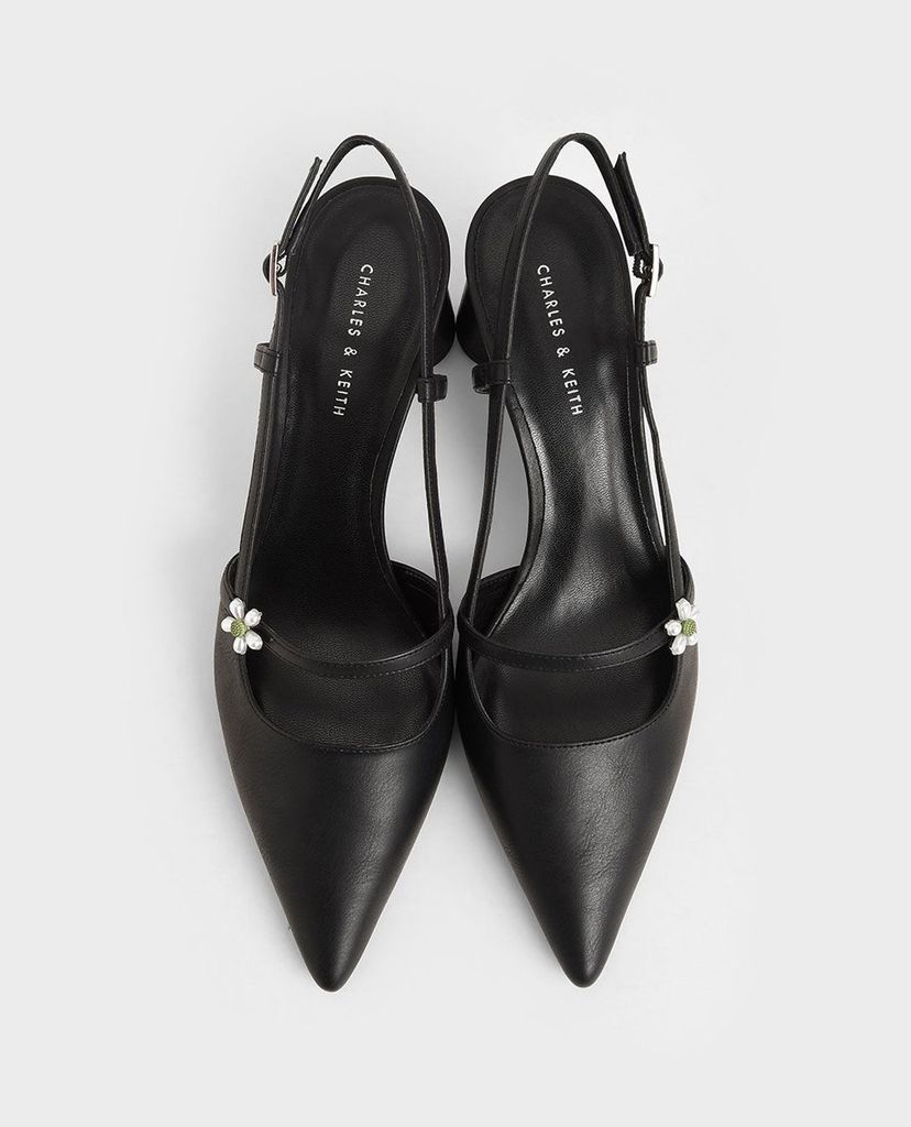 CHARLES & KEITH - Giày cao gót Houndstooth Flower Embellished