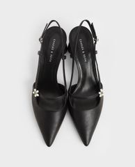 CHARLES & KEITH - Giày cao gót Houndstooth Flower Embellished