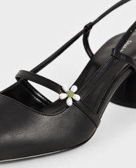 CHARLES & KEITH - Giày cao gót Houndstooth Flower Embellished