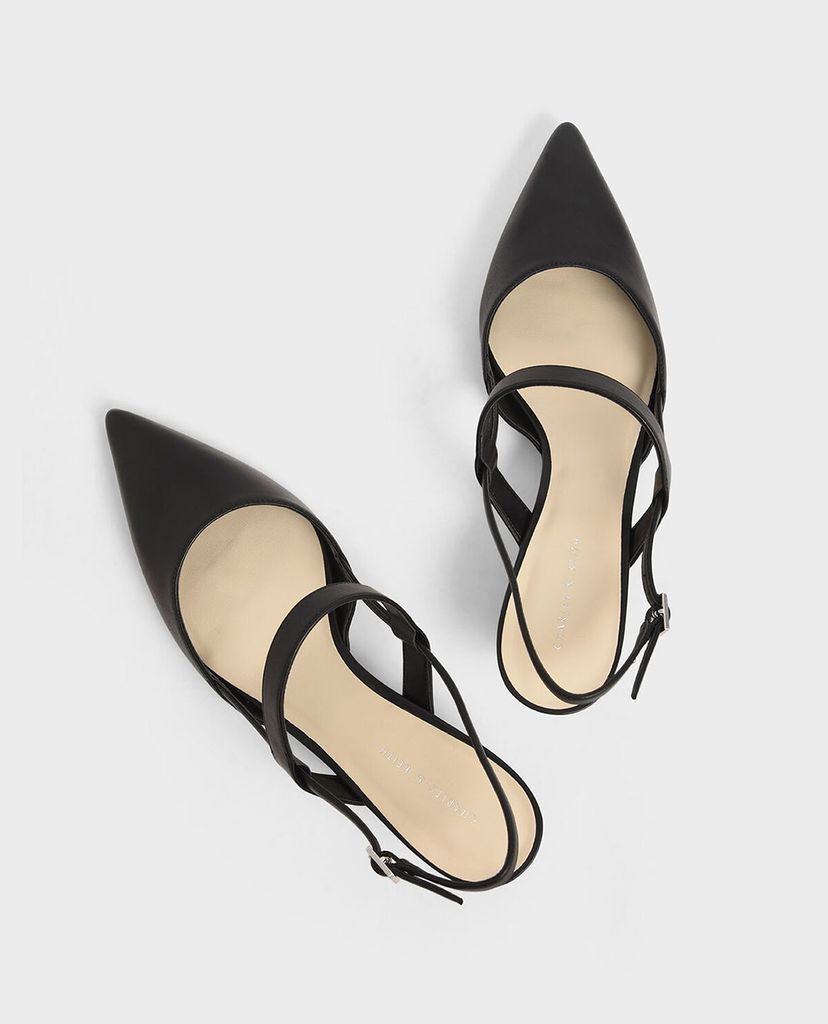 CHARLES & KEITH - Giày cao gót mũi nhọn Slingback Kitten