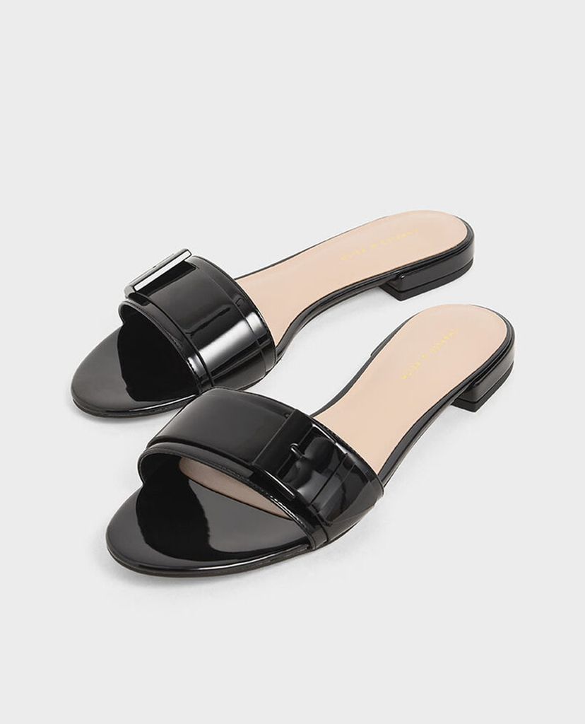 CHARLES & KEITH - Giày sandal nữ quai ngang Buckle Strap Glitter