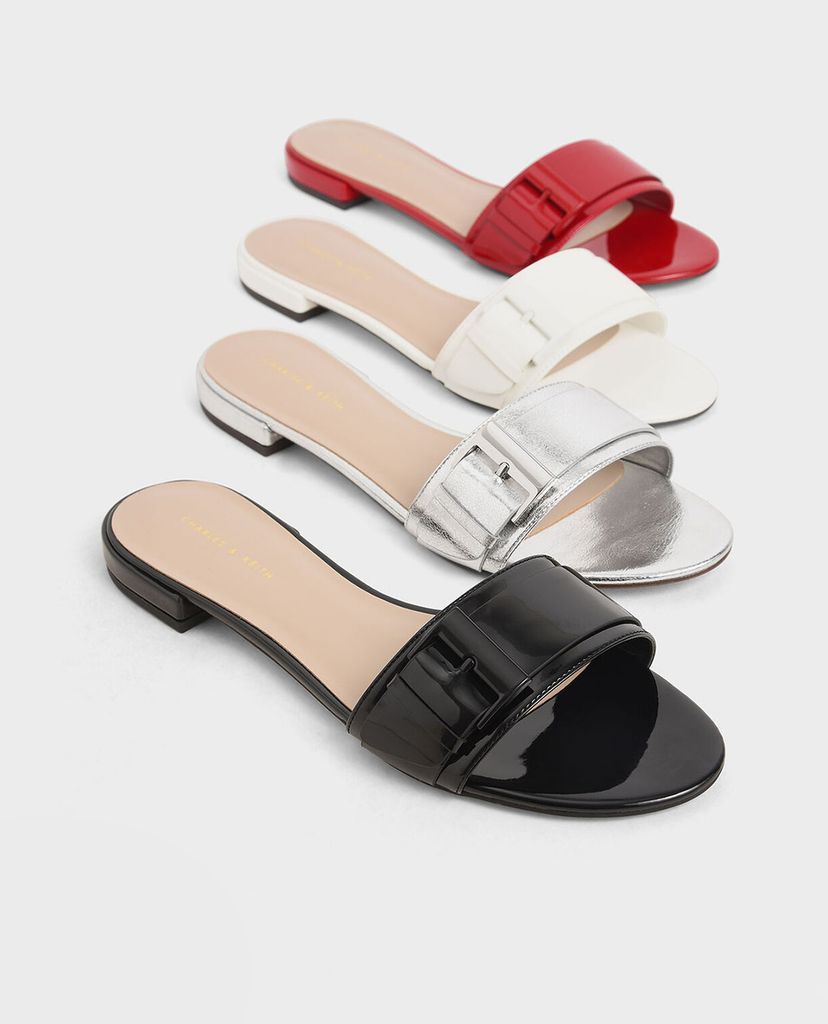 CHARLES & KEITH - Giày sandal nữ quai ngang Buckle Strap Glitter