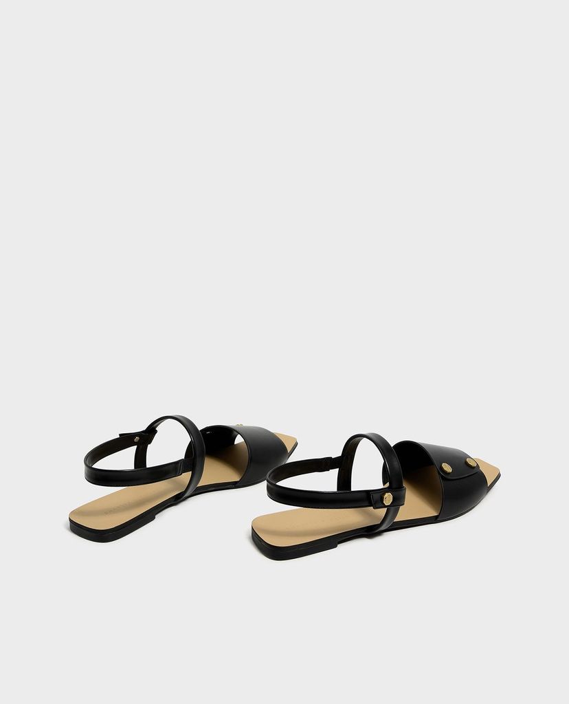 CHARLES & KEITH - Giày sandal nữ quai ngang Screw Stud Detail