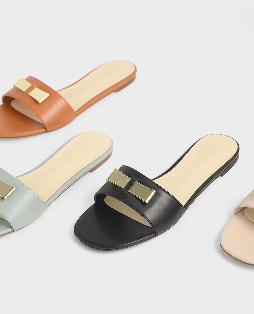 CHARLES & KEITH - Dép nữ quai ngang Metal Bow Slide