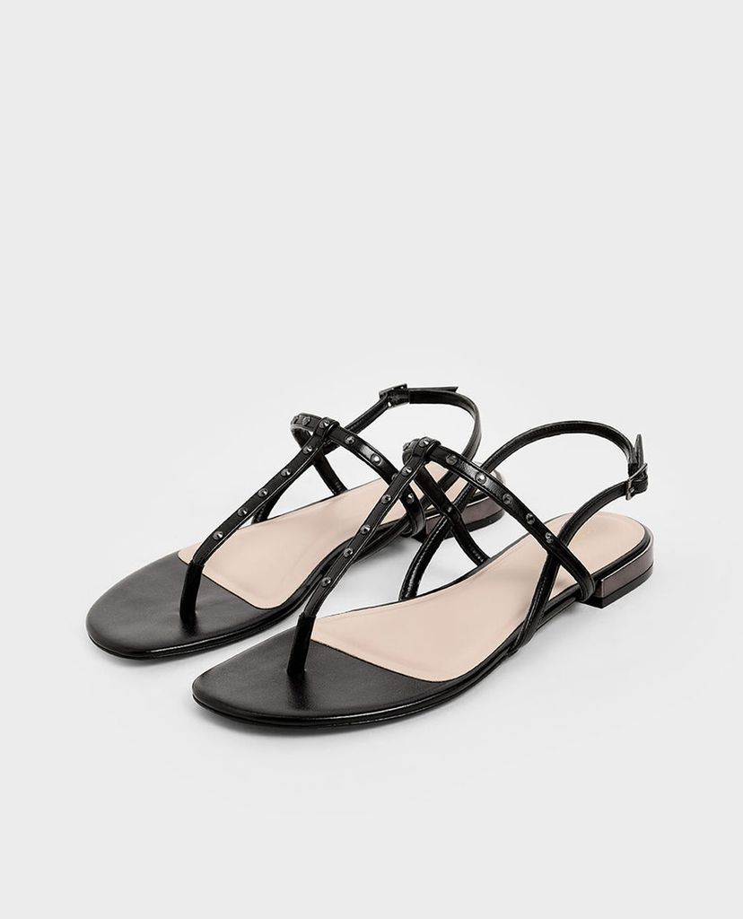 CHARLES & KEITH - Giày sandal nữ quai kẹp Studded Metallic