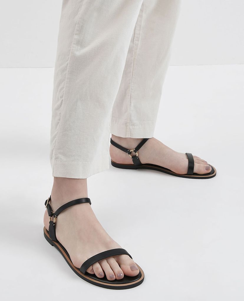 CHARLES & KEITH - Giày sandal nữ quai ngang Ankle Strap Flat