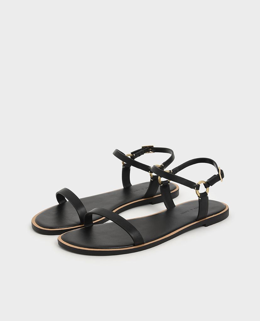 CHARLES & KEITH - Giày sandal nữ quai ngang Ankle Strap Flat