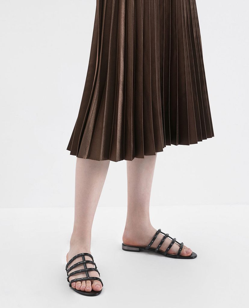 CHARLES & KEITH - Giày sandal nữ quai ngang Studded Satin Caged