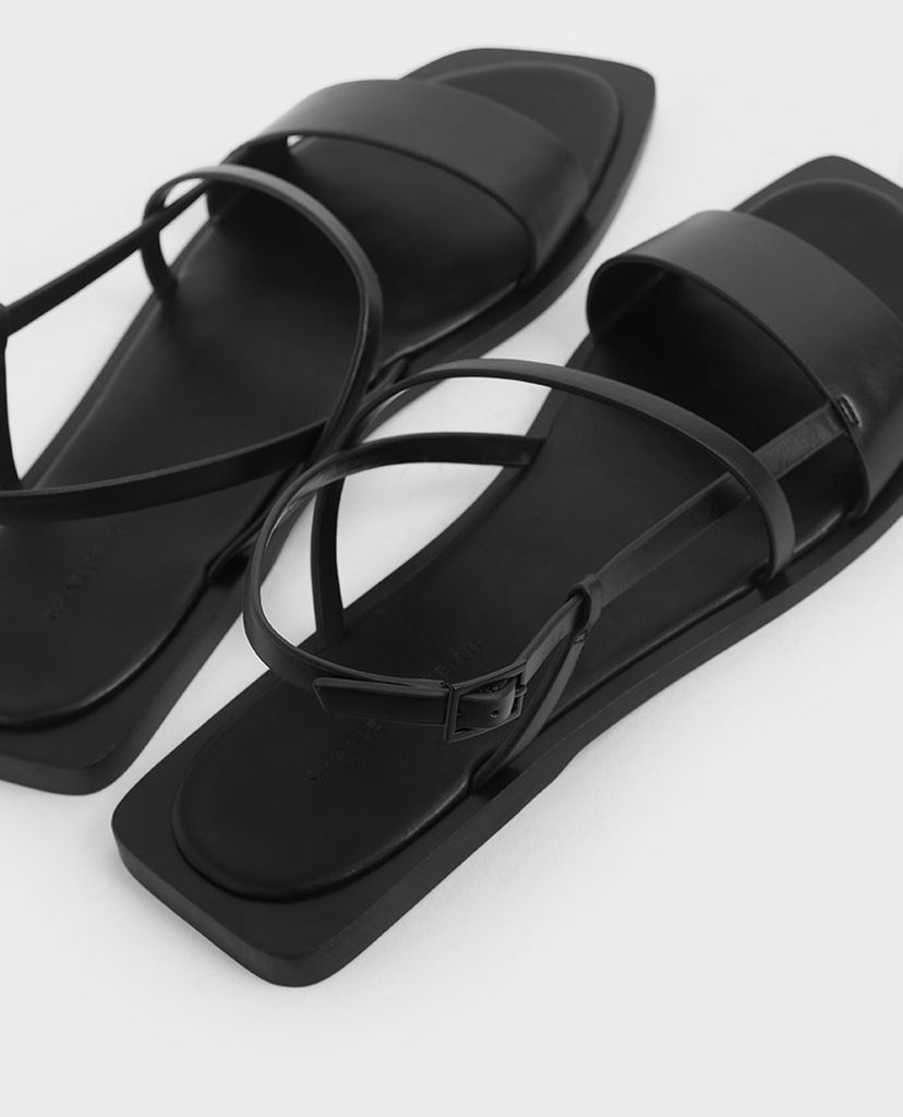 CHARLES & KEITH - Giày sandal nữ Asymmetric Strap Slingback