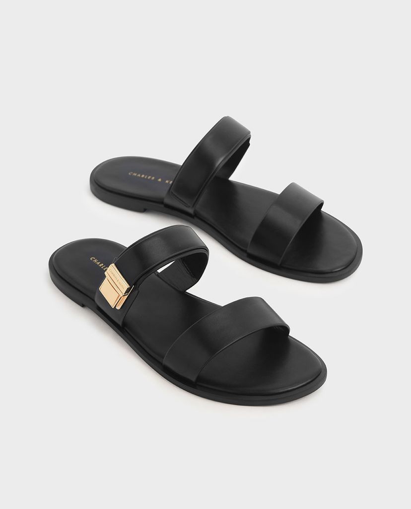 CHARLES & KEITH - Giày sandal nữ quai ngang Buckle Double Strap