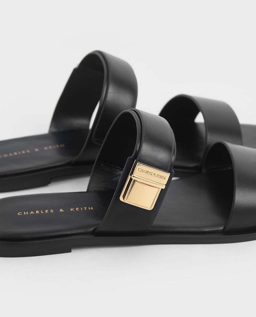 CHARLES & KEITH - Giày sandal nữ quai ngang Buckle Double Strap