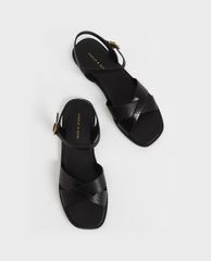 CHARLES & KEITH - Giày sandal nữ quai chéo Mock Croc