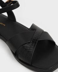 CHARLES & KEITH - Giày sandal nữ quai chéo Mock Croc