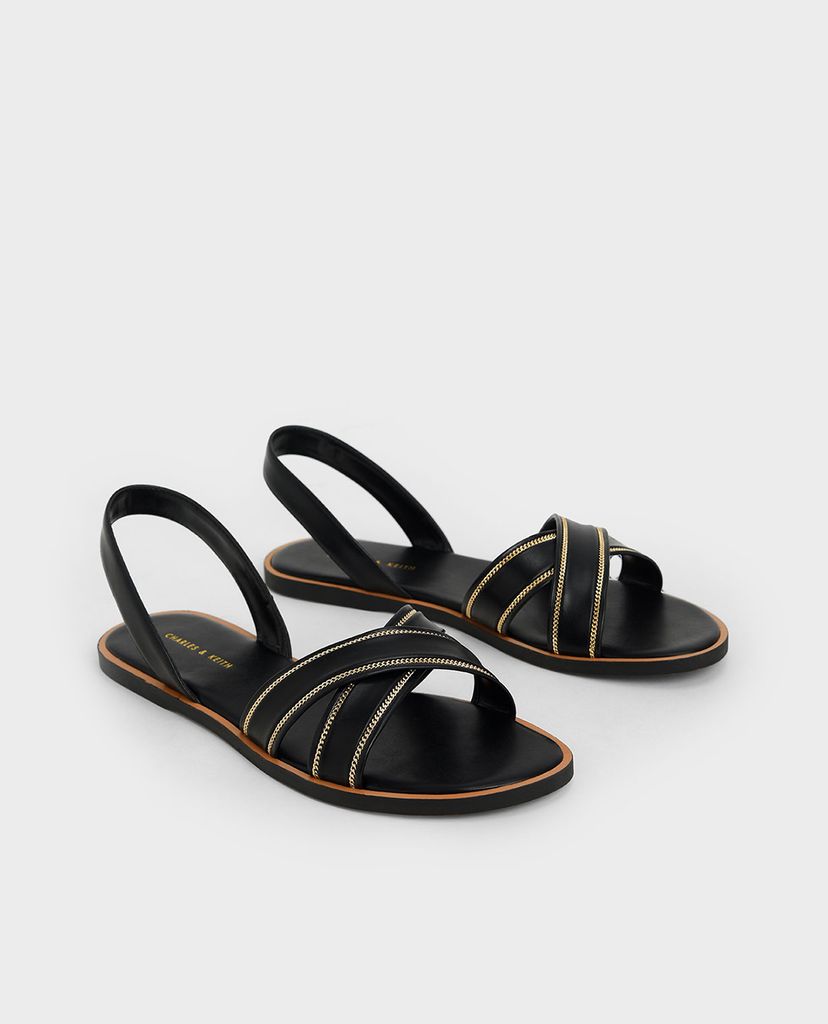 CHARLES & KEITH - Giày sandal nữ quai chéo Embellished Slingback