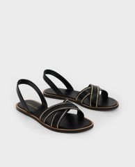 CHARLES & KEITH - Giày sandal nữ quai chéo Embellished Slingback