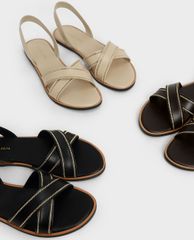CHARLES & KEITH - Giày sandal nữ quai chéo Embellished Slingback