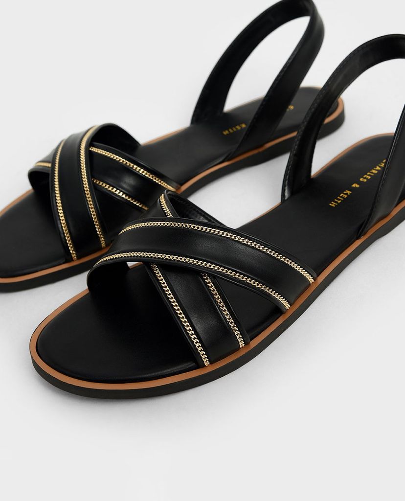 CHARLES & KEITH - Giày sandal nữ quai chéo Embellished Slingback