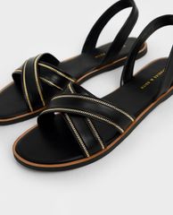 CHARLES & KEITH - Giày sandal nữ quai chéo Embellished Slingback