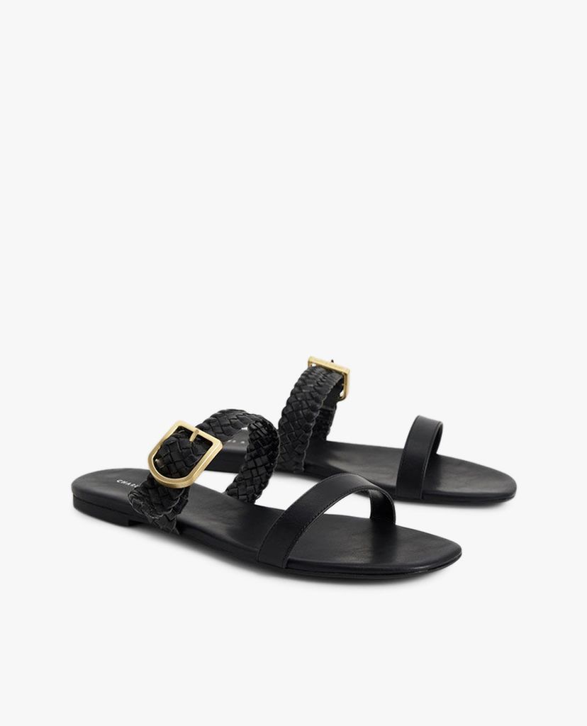 CHARLES & KEITH - Giày sandals nữ quai ngang bản vừa thời trang
