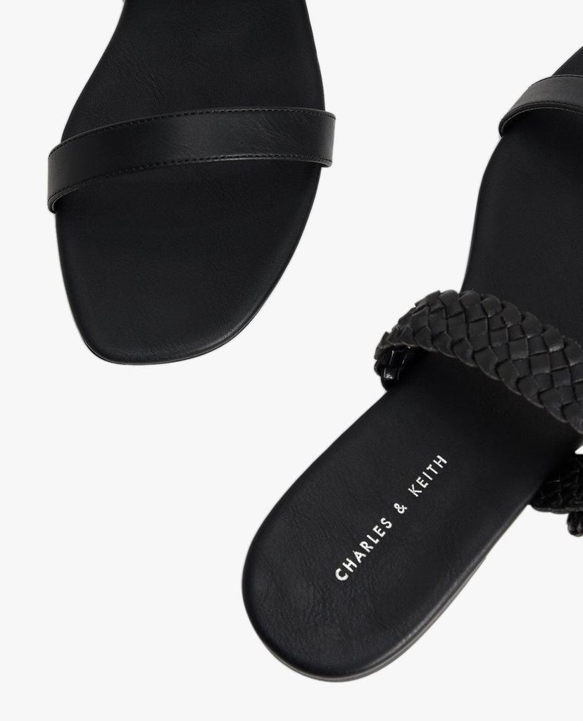 CHARLES & KEITH - Giày sandals nữ quai ngang bản vừa thời trang