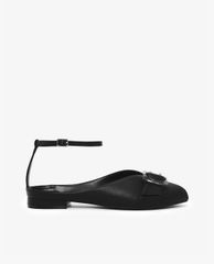 CHARLES & KEITH - Giày đế bệt nữ mũi tròn Anle Strap Peep Toe Flats