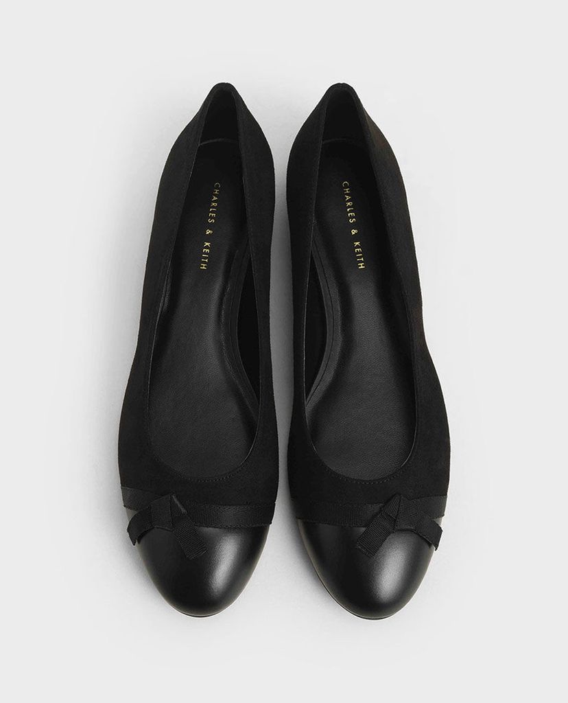 CHARLES & KEITH - Giày đế bệt nữ mũi tròn Mesh Bow Tie Ballerina