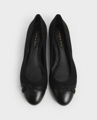 CHARLES & KEITH - Giày đế bệt nữ mũi tròn Mesh Bow Tie Ballerina