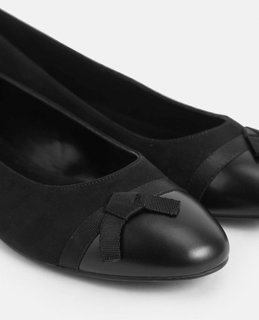 CHARLES & KEITH - Giày đế bệt nữ mũi tròn Mesh Bow Tie Ballerina