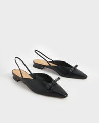 CHARLES & KEITH - Giày đế bệt mũi nhọn Patent Bow