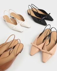 CHARLES & KEITH - Giày đế bệt mũi nhọn Patent Bow