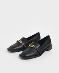 CHARLES & KEITH - Giày đế bệt nữ mũi vuông Love You Loafer