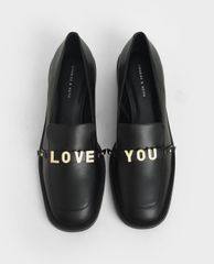 CHARLES & KEITH - Giày đế bệt nữ mũi vuông Love You Loafer