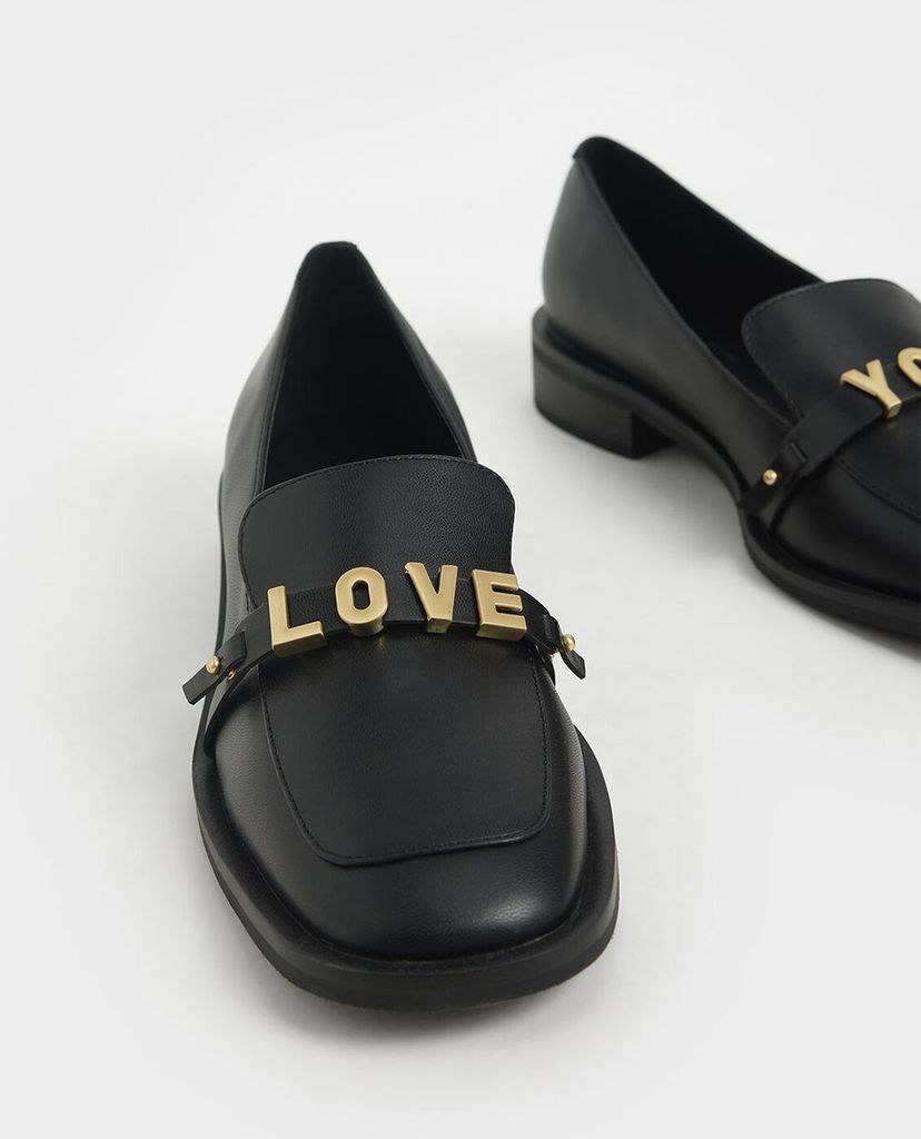 CHARLES & KEITH - Giày đế bệt nữ mũi vuông Love You Loafer