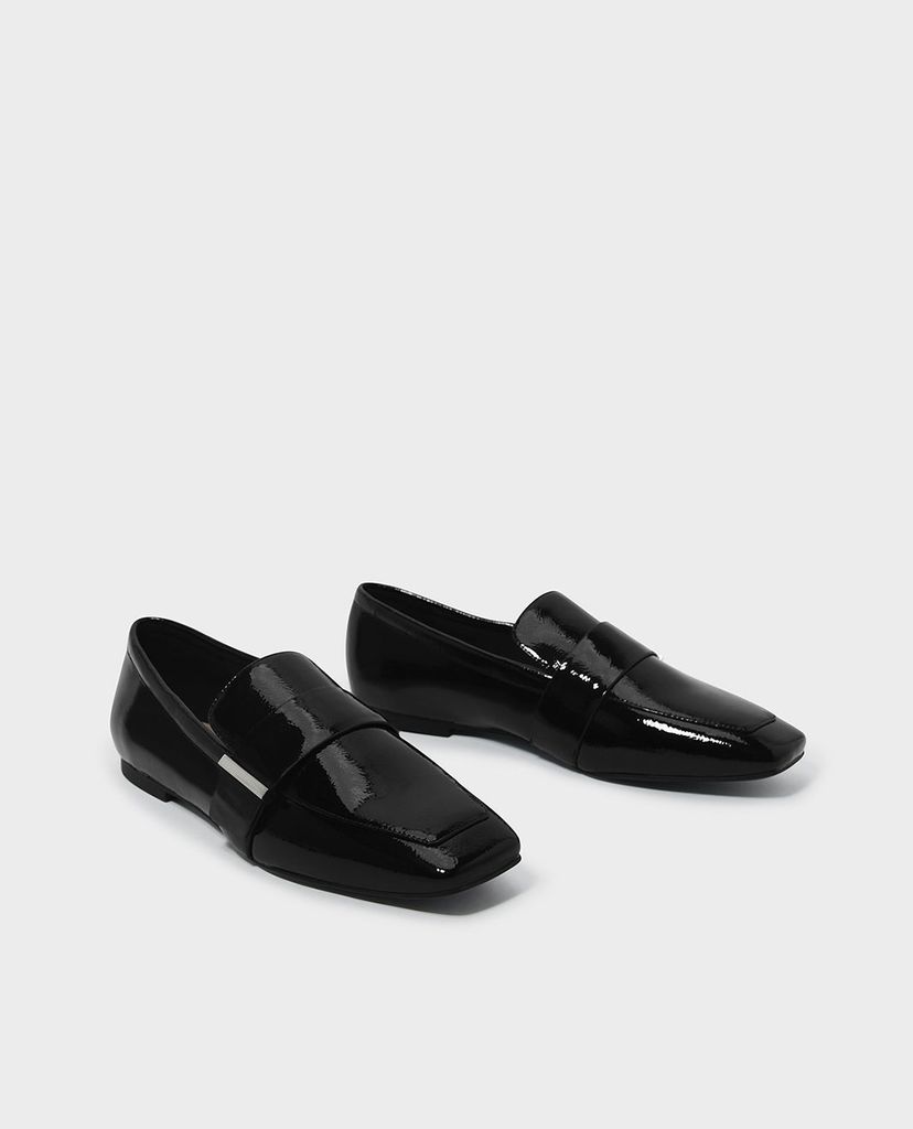 CHARLES & KEITH - Giày đế bệt nữ mũi vuông Classic Loafers