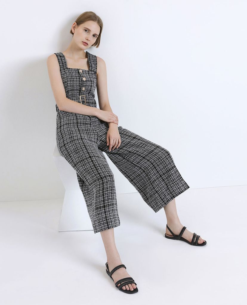 CHARLES & KEITH - Giày sandal nữ quai ngang Gem Embellished