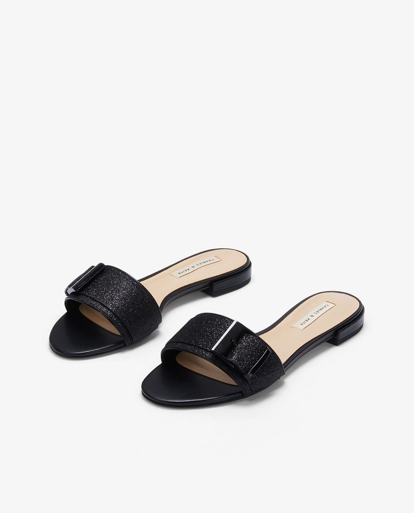 CHARLES & KEITH - Dép nữ quai ngang khóa vuông thời trang