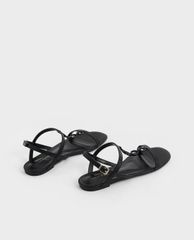 CHARLES & KEITH - Giày sandals nữ hở mũi quai ngang Wood Effect Chain Link