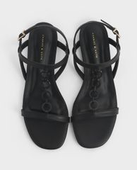 CHARLES & KEITH - Giày sandals nữ hở mũi quai ngang Wood Effect Chain Link