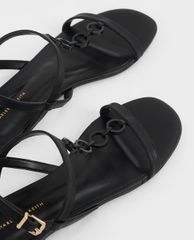 CHARLES & KEITH - Giày sandals nữ hở mũi quai ngang Wood Effect Chain Link