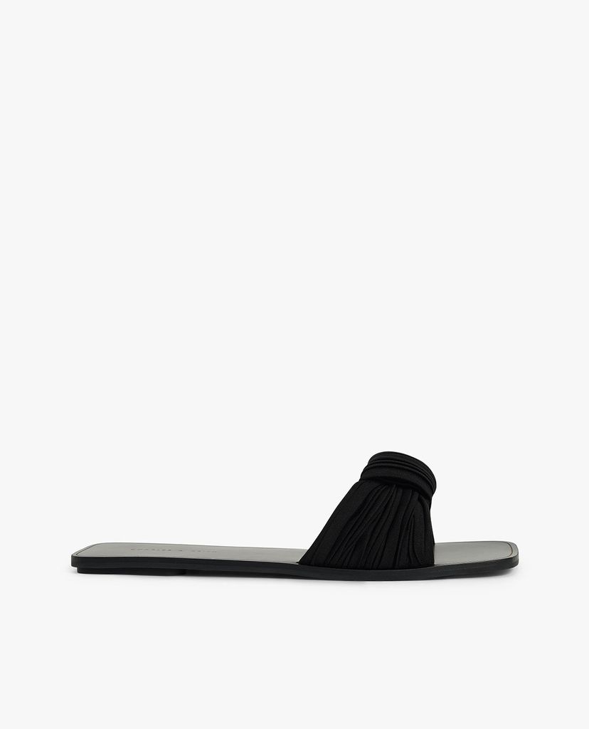CHARLES & KEITH - Dép nữ quai ngang xếp nếp thời trang