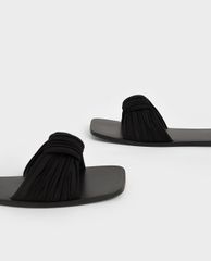 CHARLES & KEITH - Dép nữ quai ngang xếp nếp thời trang
