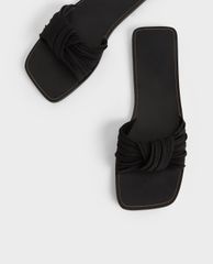 CHARLES & KEITH - Dép nữ quai ngang xếp nếp thời trang